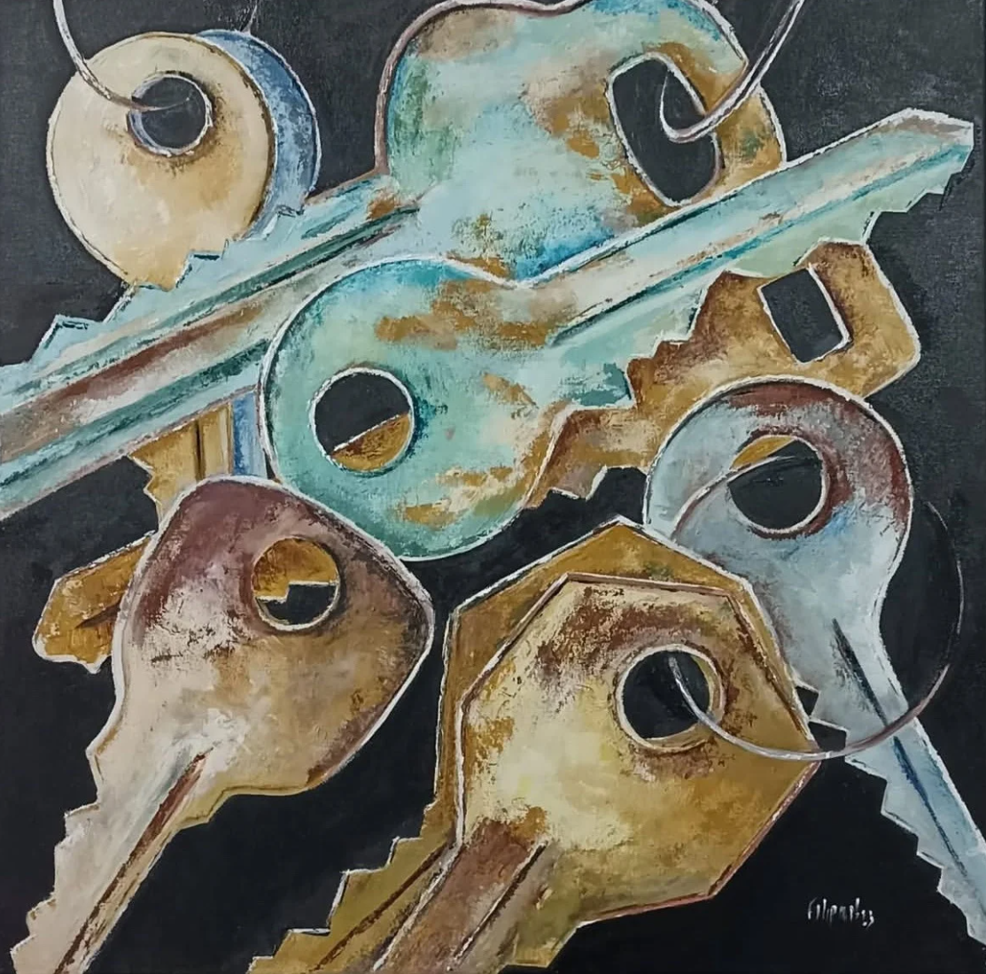 Pintura contemporânea Acessos, obra de Filipa Pinto Basto